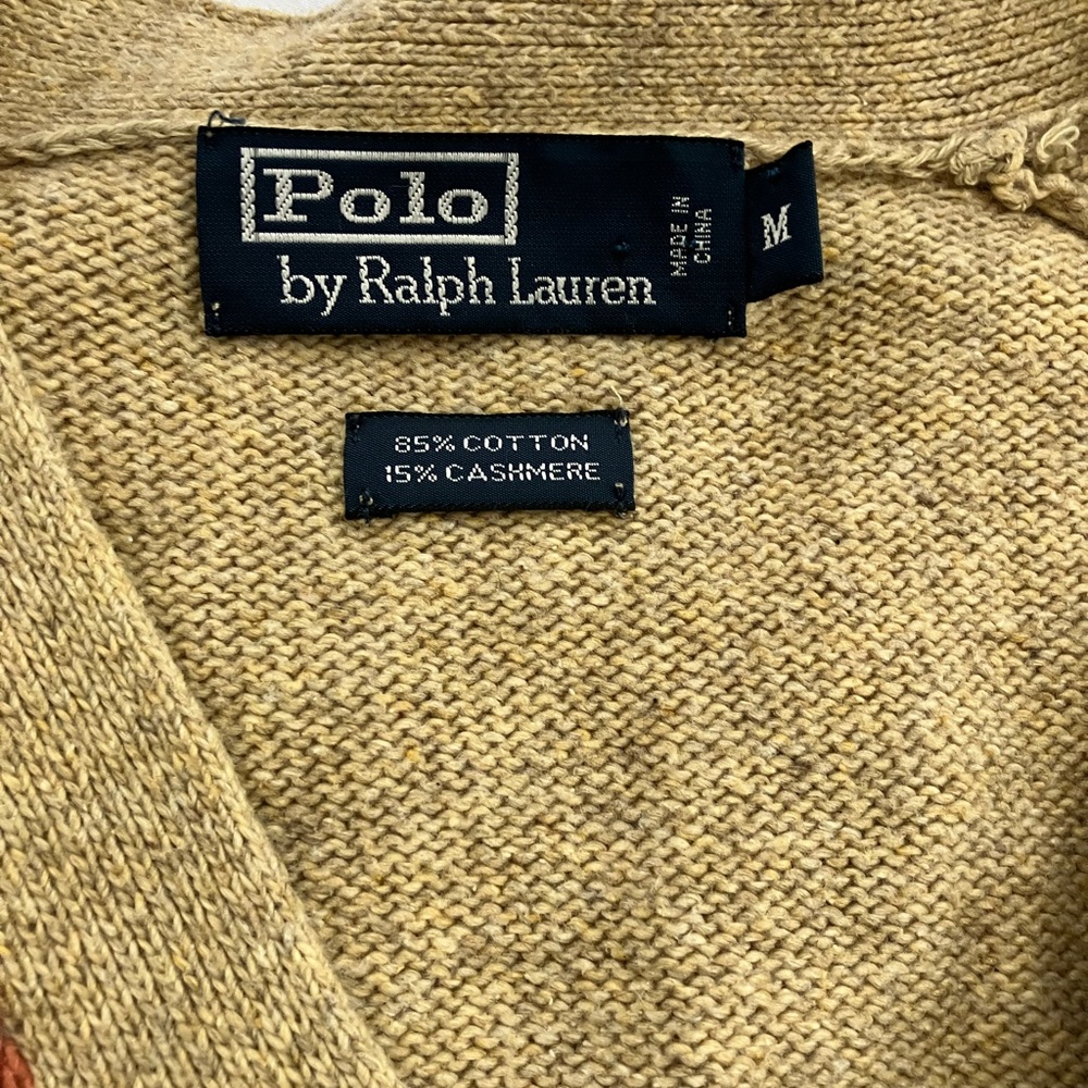 Vintage Polo by Ralph Lauren Beige Fair Isle Button-Up Cardigan Men’s M - Picture 2 of 9